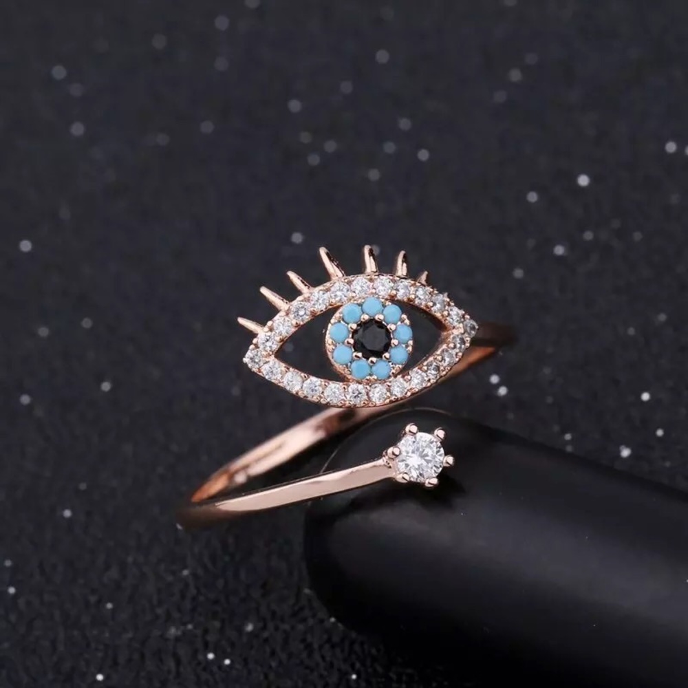 Rose Gold Evil Eye Midi Ring